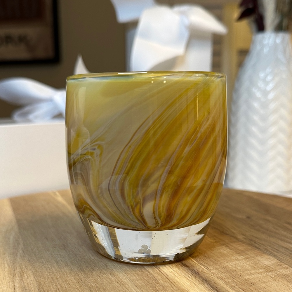 Glassybaby “Lucky Penny” 💛  Triskelion Yellow Gold Beautiful!!